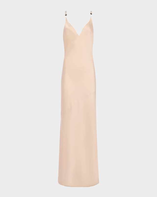 Saint Satin Crystal-Strap Gown